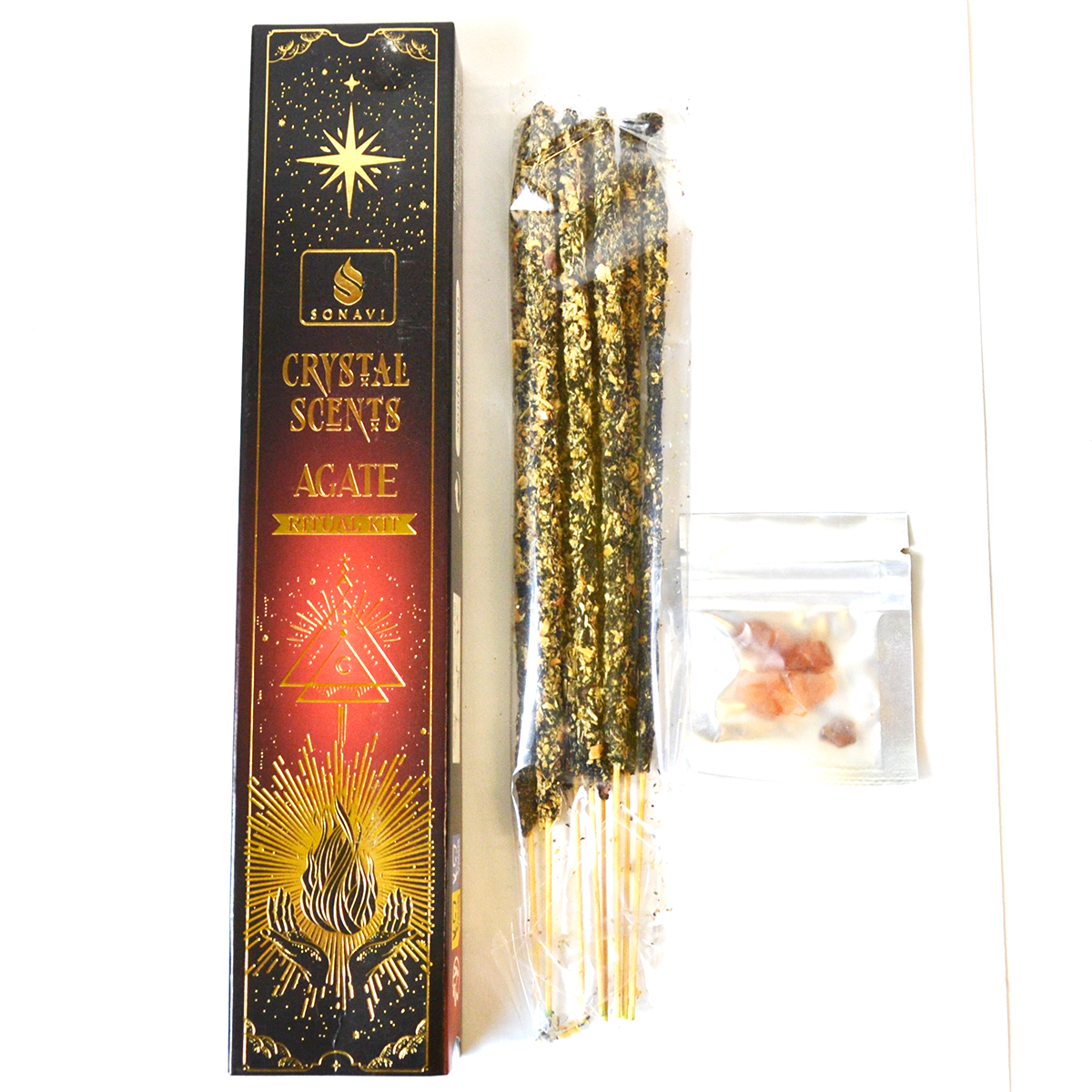 8pk incense & Agate chips