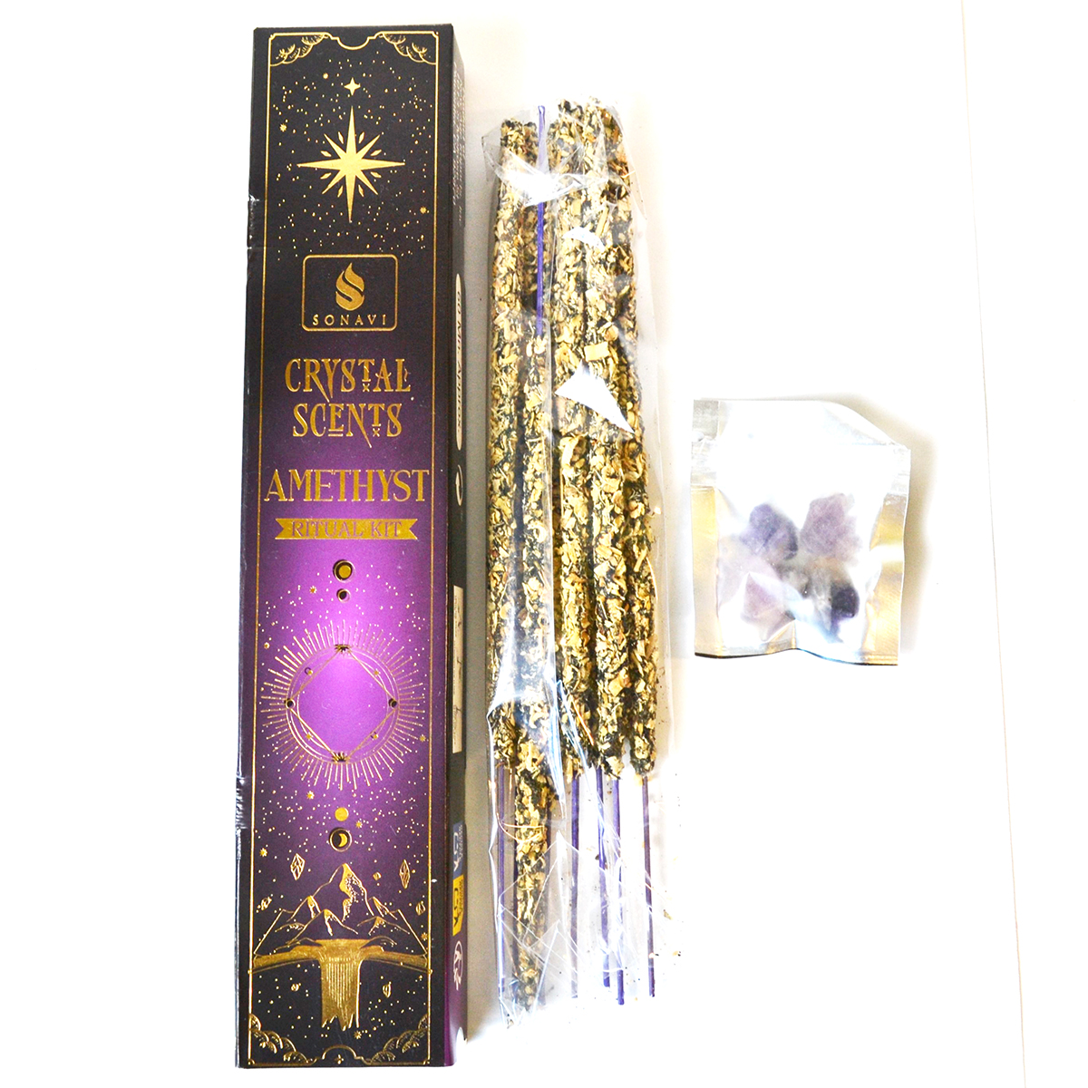 8pk incense & Amethyst chips