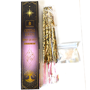 8pk incense & Rose Quartz chips