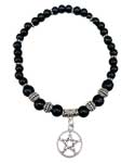 Black Obsidian W Pentagram anklet