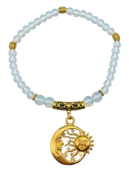 Opalite W Sun Moon Stars anklet