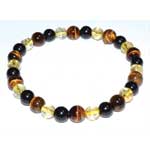 6mm Tiger Eye,Citrine & Touramline, Black bracelet