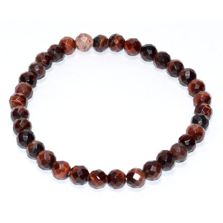 6mm Tiger Eye, Red faceted bracelet