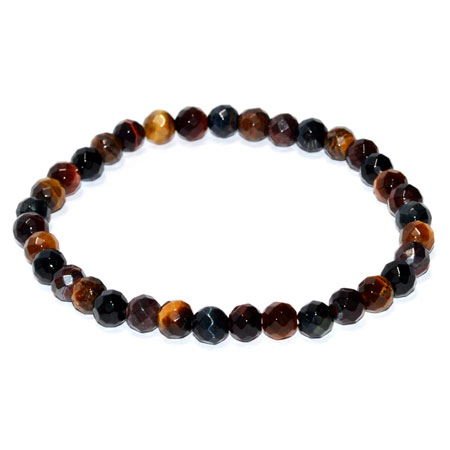 6mm Tiger Eye, Tricolor faceted bracelet