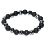 8mm Obsidian, Black & Hematite facited bracelet