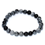 8mm Obsibian, Snowflake bracelet