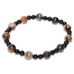 8 & 4mm Chiastolite & Obsidian, Black bracelet