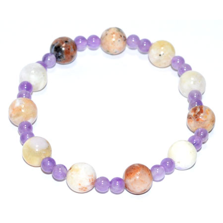 8 & 4mm Opal, Purple & Amethyst bracelet