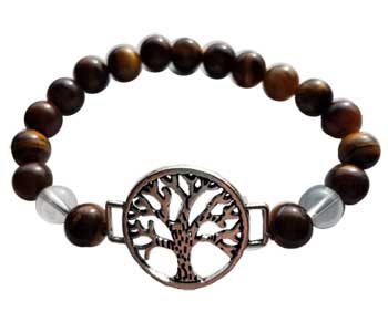 8mm Tiger Eye/ Quartz wit Tree of Life