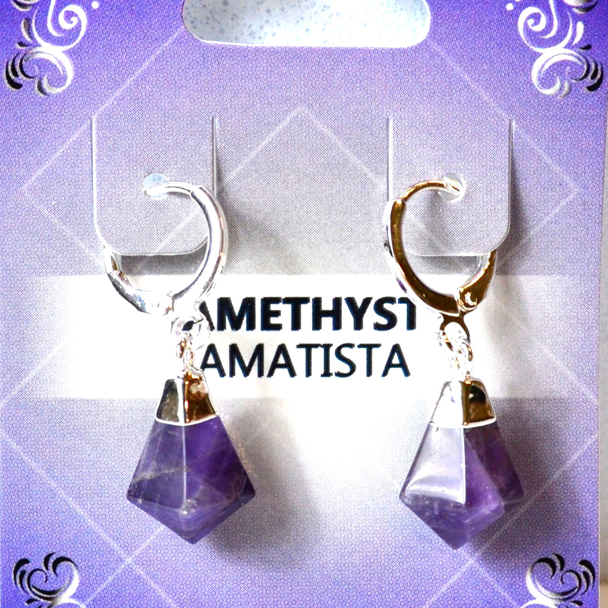 Amethyst earrings W/ click hoop
