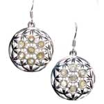 22mm Flower of Life rainbow moonstone earrings
