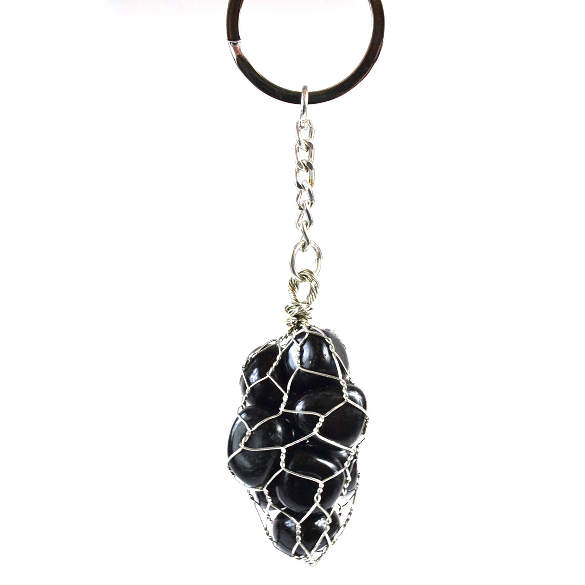 Back Obsidian wire bag keychain