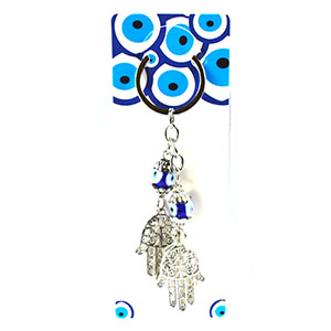 Double Hand of Fatima evil eye keychain