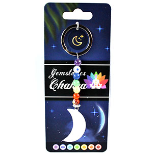 Cresent Moon W/ Chakra stones keychain
