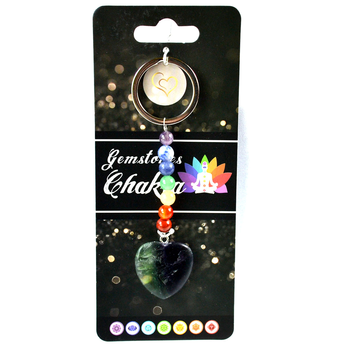 Heart W/ Chakra stones keychain