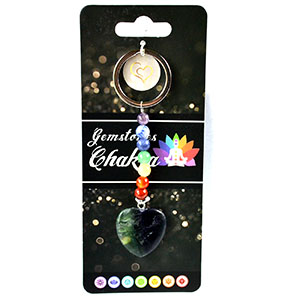 Heart W/ Chakra stones keychain