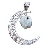 Moon W/ Moonstone, Rainbow pendant