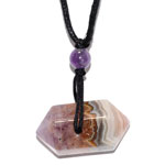 Amethyst in Crazy Lace Agate W/ cord necklace