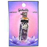 Amethyst Chips in Bottle with Lotus necklace