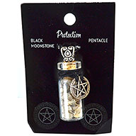 Black Moonstone Chips in Bottle with Pentagram necklace