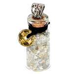 Citrine/Pyrite chips in Bottle Chinese Coin necklace