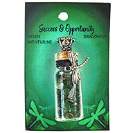 Green Aventurine Chips in Bottle with Dragonfly necklace