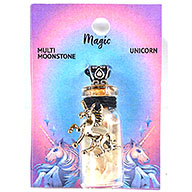 Moonstone Chips in Bottle with Unicorn necklace