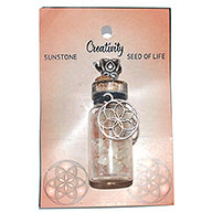 Sunstone Chips in Bottle with Seed of Life necklace