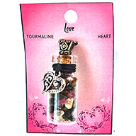 Torrmaline Chips in Bottle with Heart necklace