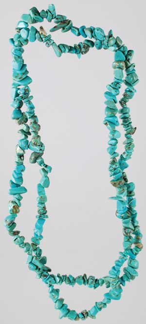 Turquoise Chips in Bottle necklace with Feather