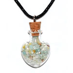 Amazonite chips in Heart bottle necklace
