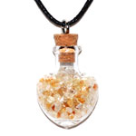 Citrine chips in Heart bottle necklace