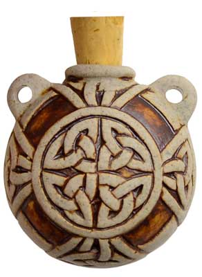 Celtic Knot Raku Oil Bottle