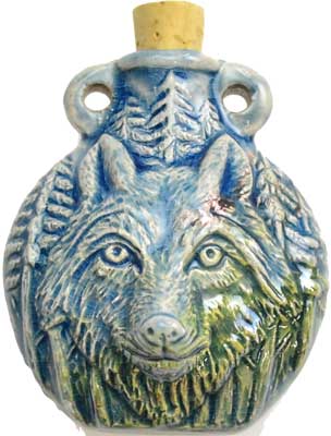 Wolf Raku Oil Bottle