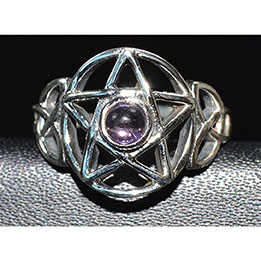 Amethyst pentagram ring adjustable