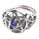 Pentacle lapis adjustable ring