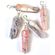 (set of 5) Pink Opal wire wrapped point