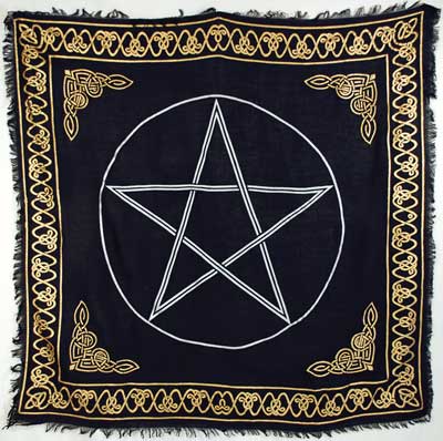 Gold Bordered Pentagram altar cloth 36