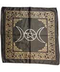 Black Triple Moon Pentagram altar cloth
