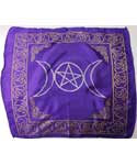 Purple Triple Moon Pentagram altar cloth