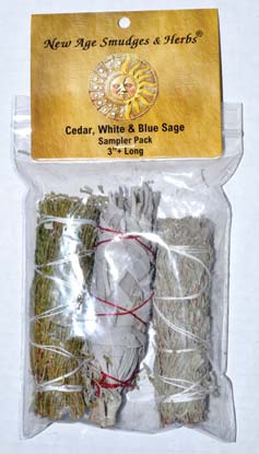 Cedar, White & Blue Sage smudge stick 3-Pack 4