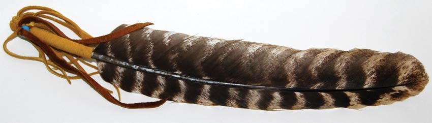 Leather Wrapped smudging feather 12