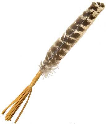 Leather Wrapped smudging feather 10