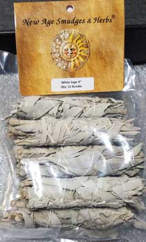 (set of 12) White Sage smudge stick 3 1/2