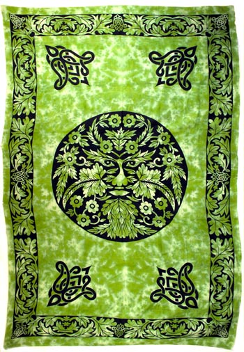 Green and Black Green Man Tapestry 72